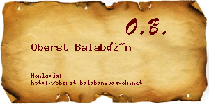 Oberst Balabán névjegykártya